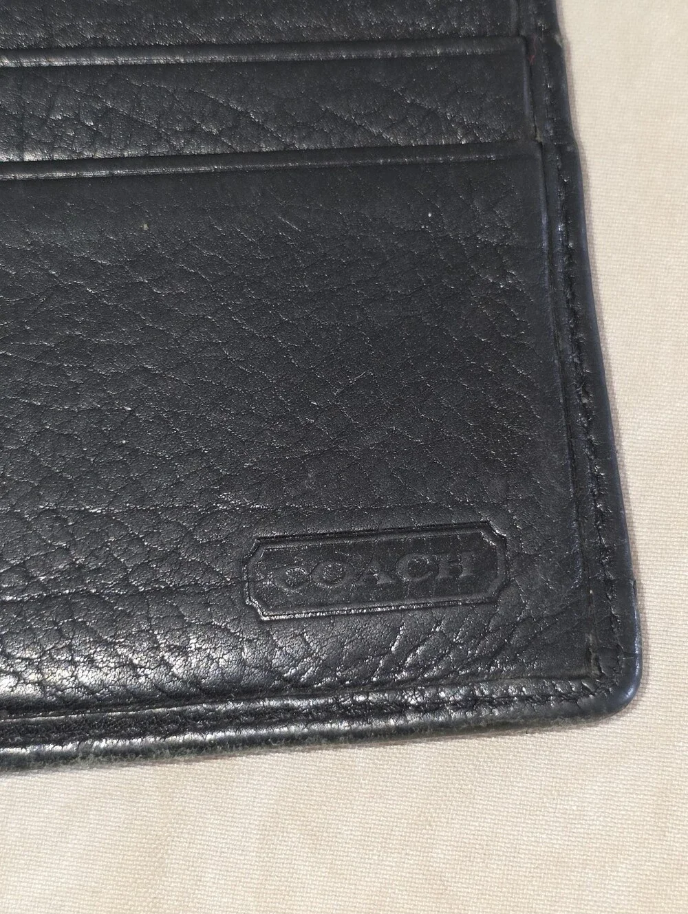 Vintage Coach Black Leather Bifold Wallet